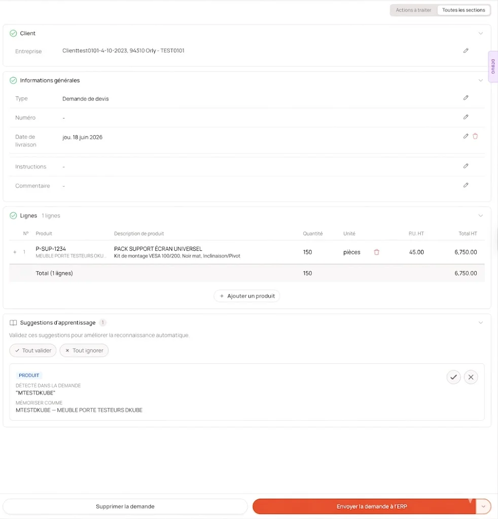 De l’email au brouillon de commande dans votre ERP.